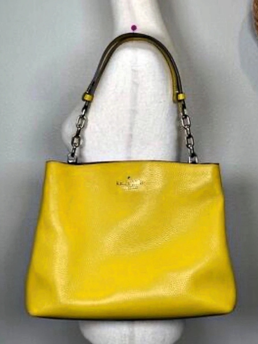 kate spade new york Deco Pebbled Leather Chain Shoulder Bag Yellow